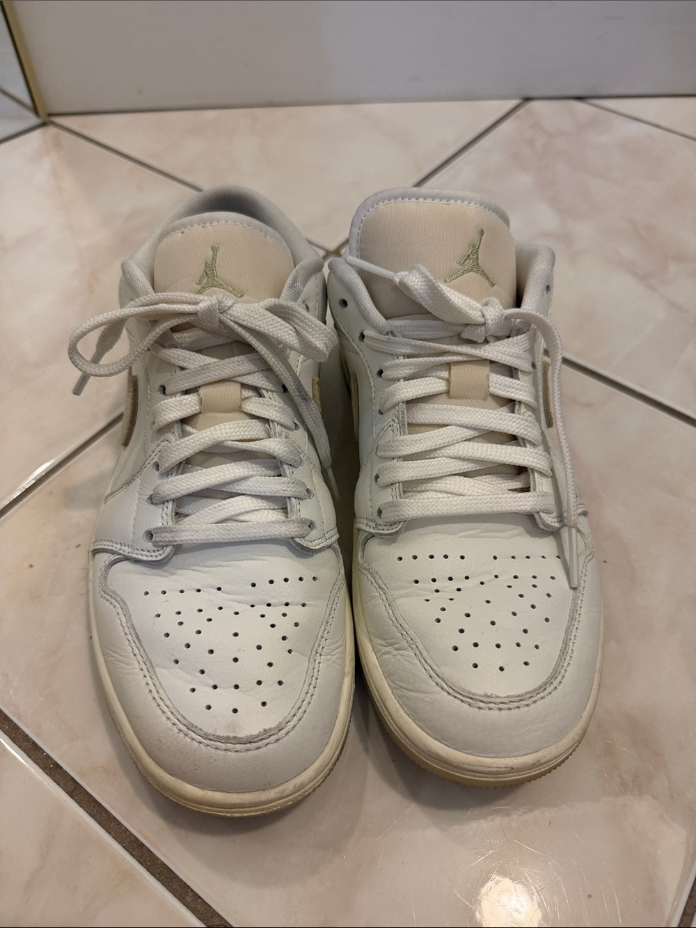 Jordan Low-Top Sneakers in White with Subtle Cream Accents